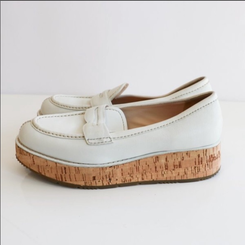 Prada white shoes with cork platform